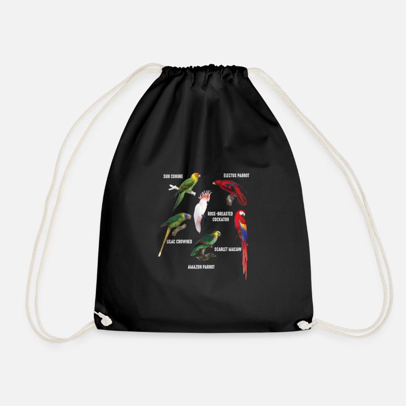 Papagei Arten Vogel Geschenk Kakadu Sittich - Turnbeutel - Schwarz