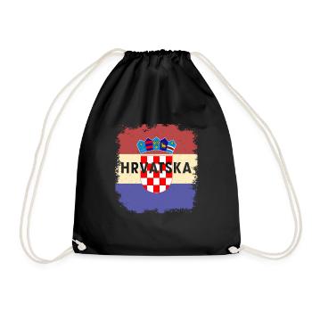Croatia Croats Origin Birthplace Flag - Drawstring Bag - black - Front