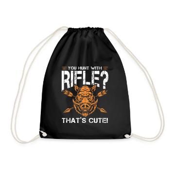 you hunt with rifle that's cute Design for a - Drawstring Bag - black - Front