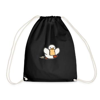 Ente mit Toast Lustiges Geschenk Meme Fun - Turnbeutel - Schwarz - Vorne