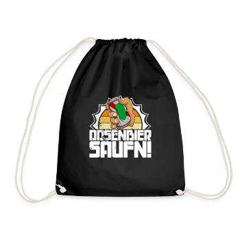 Saufen Bier Trinken Alkohol Dosenbier Bierzelt - Turnbeutel - Schwarz - Vorne