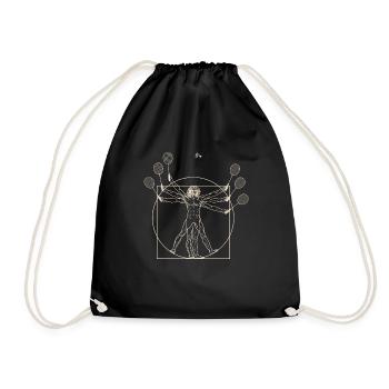 Vitruvian Man Federball Badminton - Drawstring Bag - black - Front