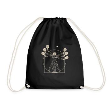 Vitruvian Man Padel Tennis Paddle - Drawstring Bag - black - Front