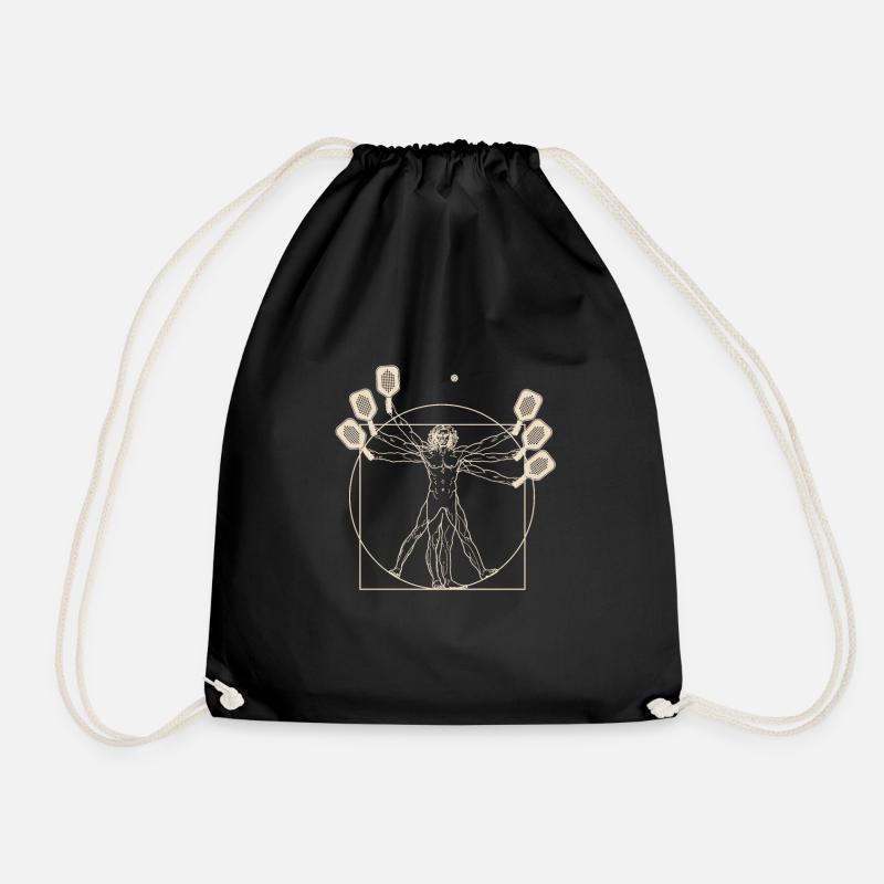 Vitruvian Man Pickleball - Drawstring Bag - black