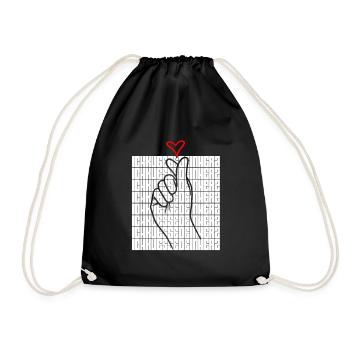 I kiss your heart love message - Drawstring Bag - black - Front