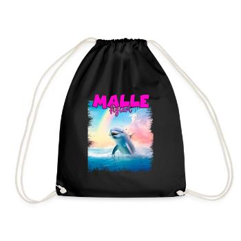 Mallefiziert Delfin Urlaub Mallorca Ibiza Malle - Turnbeutel - Schwarz - Vorne
