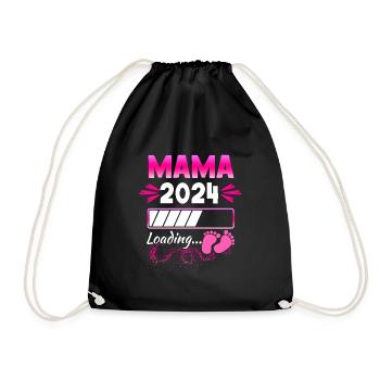 Mom 2024 Loading Pregnant Baby Child Pregnant - Drawstring Bag - black - Front