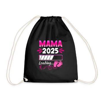 Mom 2025 Loading Pregnant Baby Child Pregnant - Drawstring Bag - black - Front