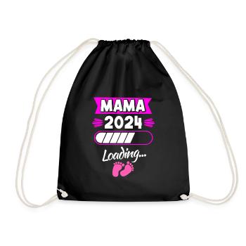 Mom 2024 Loading Pregnancy Announcing Child B - Drawstring Bag - black - Front
