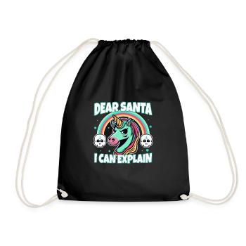Dear santa i can explain - Drawstring Bag - black - Front