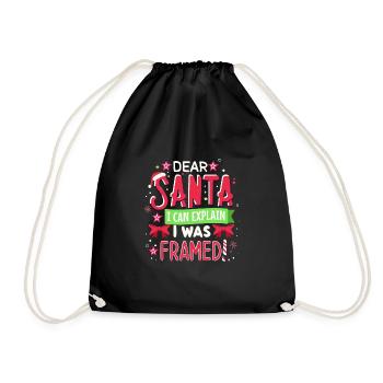 Dear santa i can explain! I was framed - Drawstring Bag - black - Front