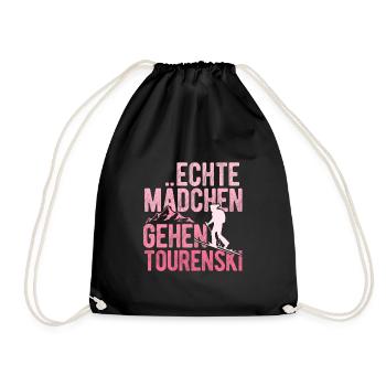 Echt Mädchen Gehe Tourenski Geschenk Skitour Tour - Turnbeutel - Schwarz - Vorne