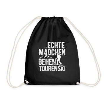 Echt Mädchen Gehe Tourenski Geschenk Skitour Tour - Turnbeutel - Schwarz - Vorne