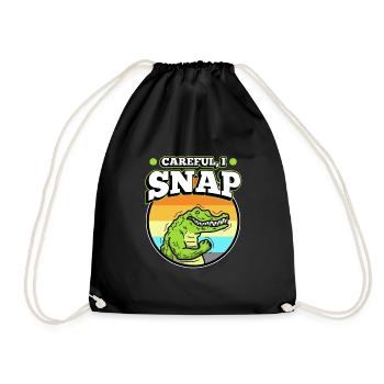 Careful i snap alligator - Drawstring Bag - black - Front