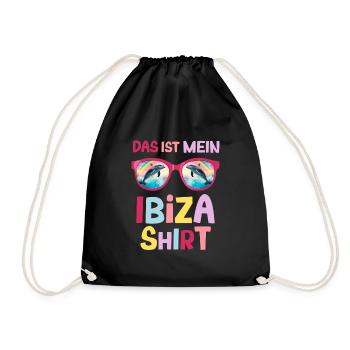 Delfin Sonnenbrille Urlaub Saufen Ibiza Party - Turnbeutel - Schwarz - Vorne