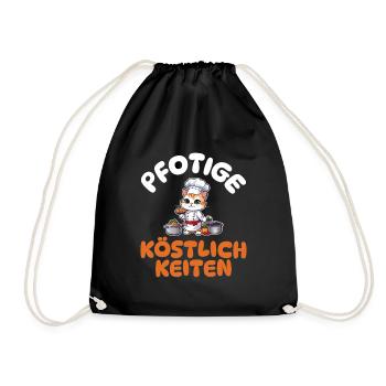 Pfotige Köstlichkeiten - Katze kochen - Turnbeutel - Schwarz - Vorne