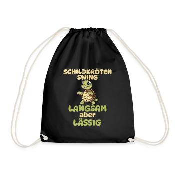 Schildkröten Disco - Langsam aber lässig - Turnbeutel - Schwarz - Vorne
