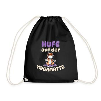 Hufe auf der Yoga Matte - Pferde Yoga - Turnbeutel - Schwarz - Vorne