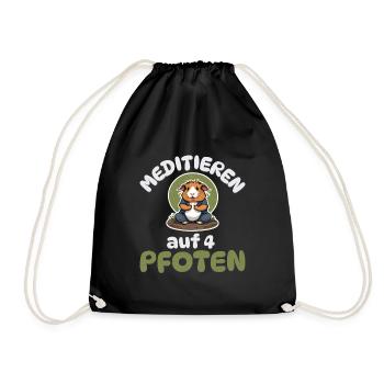 Meditieren auf 4 Pfoten - Meerschweinchen - Turnbeutel - Schwarz - Vorne