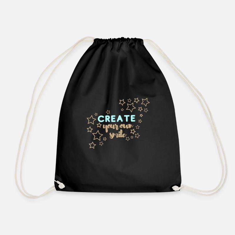 Create your own smile - Drawstring Bag - black