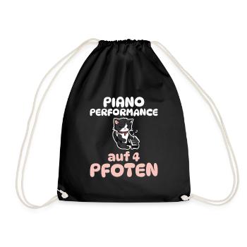 Piano-Performance auf 4 Pfoten - Katzen Klavier - Turnbeutel - Schwarz - Vorne