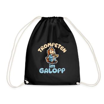 Trompeten im Galopp - Trompete Pferde - Turnbeutel - Schwarz - Vorne