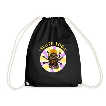 Yoga Faultier Buddhismus Lotus Meditation Zen - Turnbeutel - Schwarz - Vorne