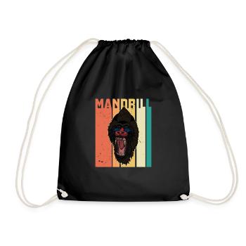 Mandrill Primat Afrika Safari Affe Tiere Biologe - Turnbeutel - Schwarz - Vorne