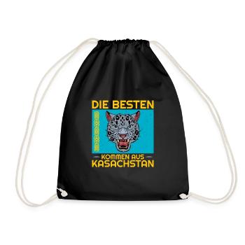 Kasachstan Herkunft Flagge Schneeleopard - Turnbeutel - Schwarz - Vorne