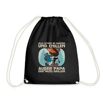 BBQ Grill Fleisch Grillen Barbecue Grillmeister - Turnbeutel - Schwarz - Vorne