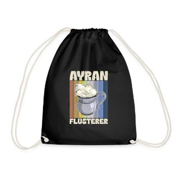 Ayran Getränk Türkei Döner Imbiss Joghurt Salz - Turnbeutel - Schwarz - Vorne