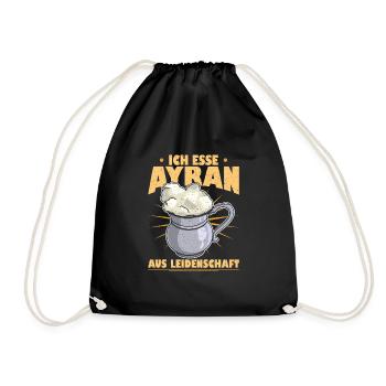 Döner Ayran Getränk Joghurt Imbiss Kebab Salz - Turnbeutel - Schwarz - Vorne