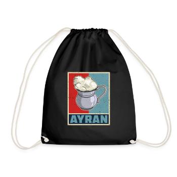 Ayran Becher Döner Kebab Türkei Türlisch Milch - Turnbeutel - Schwarz - Vorne