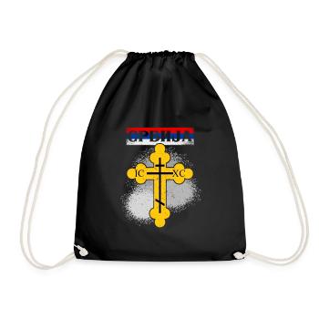 Serbien Serbe Balkan Orthodox Kreuz Glaube - Turnbeutel - Schwarz - Vorne