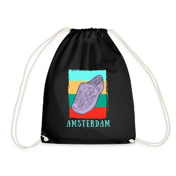 Niederlande Tourist Amsterdam Holzschuhe Schuhe - Turnbeutel - Schwarz - Vorne