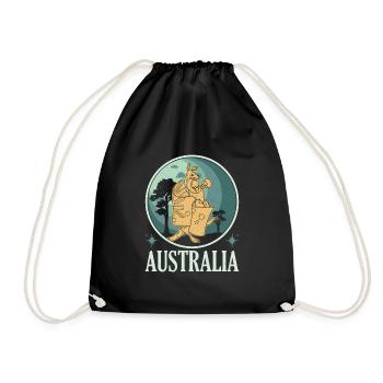 Australien Souvenir Känguru Flagge Boxen Erbe - Turnbeutel - Schwarz - Vorne