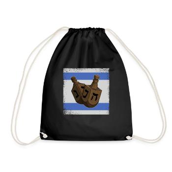 Dreidel Glücksspielzeug Dreydl Judentum Thora - Turnbeutel - Schwarz - Vorne
