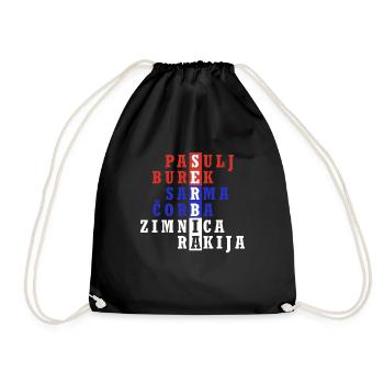 Srbija Belgrad Serbien Serbisch Heimat Urlaub Flag - Turnbeutel - Schwarz - Vorne