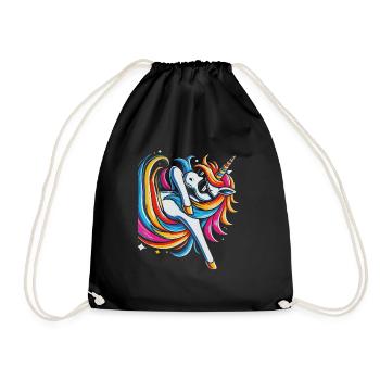 Regenbogen Einhorn mit Sonnenbrille Comic Kunst - Turnbeutel - Schwarz - Vorne