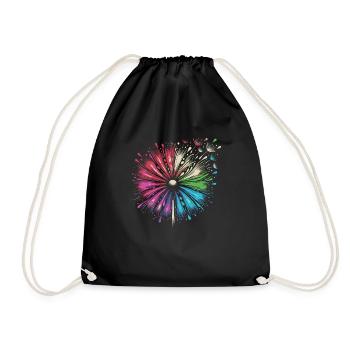 Rainbow flower in bright colors - Drawstring Bag - black - Front