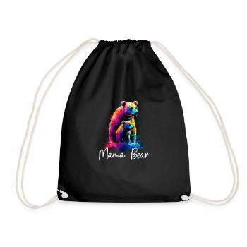 Floral Artistic Mom Bear Bear Mother's Day Mom - Drawstring Bag - black - Front