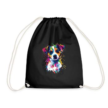 Coloré Artistique Jack Russell Terrier Chien Jacky - Sac de sport léger - noir - Devant