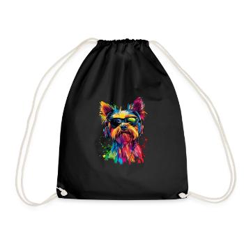 Coloré artistique Yorkshire terrier chien Yorkie - Sac de sport léger - noir - Devant