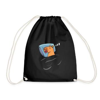 Capybara Pajama Sleep Shirt Capybara Capybara - Drawstring Bag - black - Front
