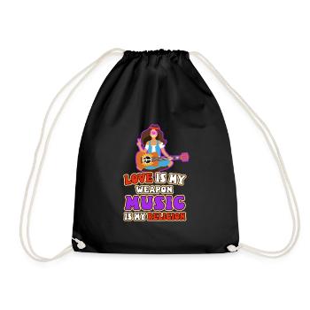 Love is my weapon, music is my religion. - Drawstring Bag - black - Front