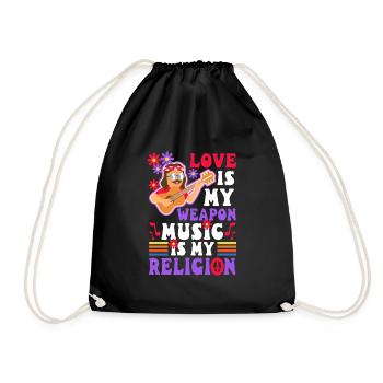 Love is my weapon, music is my religion. - Drawstring Bag - black - Front