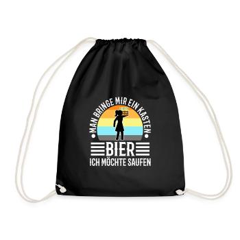 Man bringe mir ein Kasten Bier, ich möchte saufen - Turnbeutel - Schwarz - Vorne