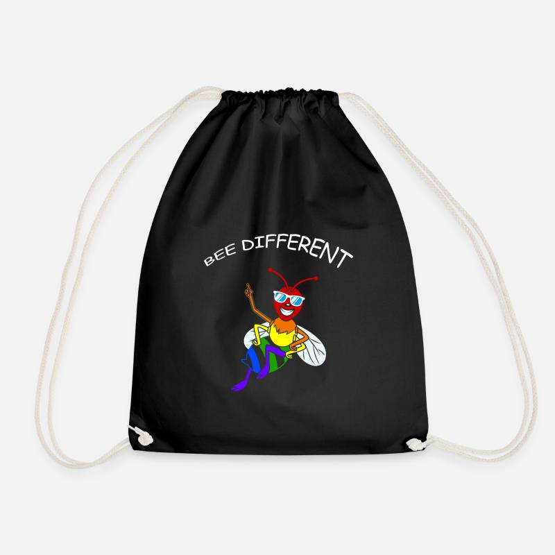 Bee Be Different Gay Pride CSD Rainbow - Drawstring Bag - black