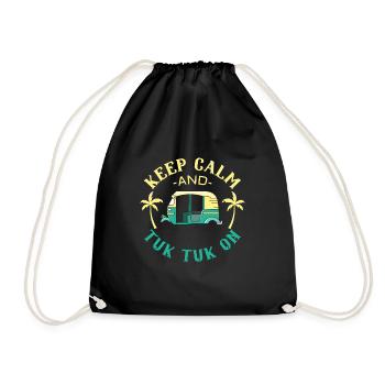 Surfers/beach design of a tuk tuk - Drawstring Bag - black - Front