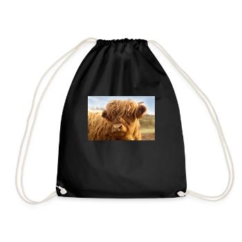 Little cow, brown calf looks at the camera - Drawstring Bag - black - Front
